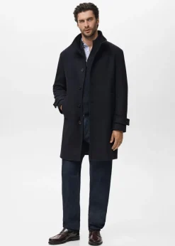 Wool funnel neck coat