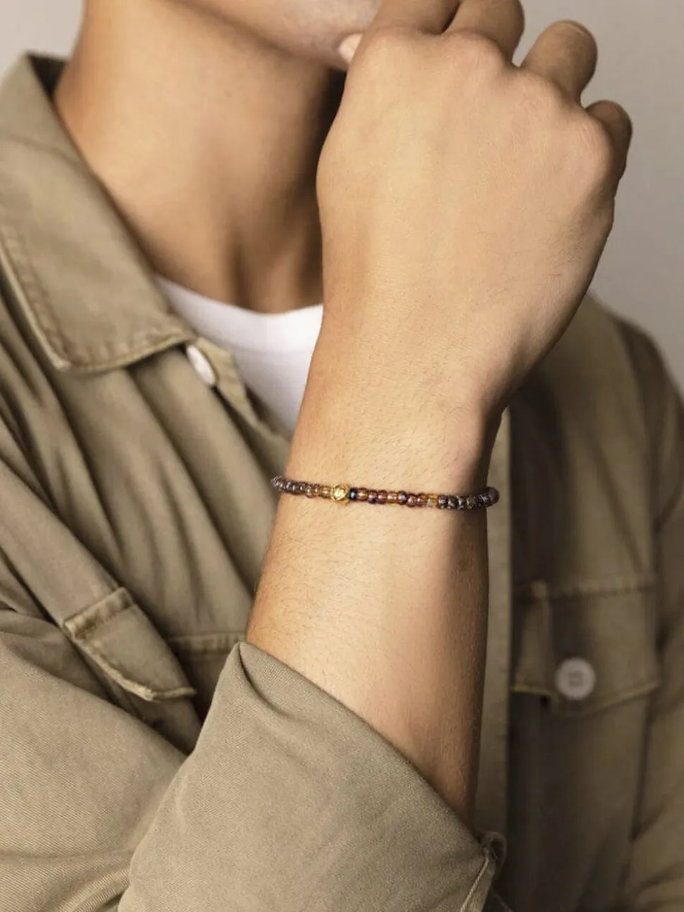 Wristband with Amber Japanese Miyuki Beads