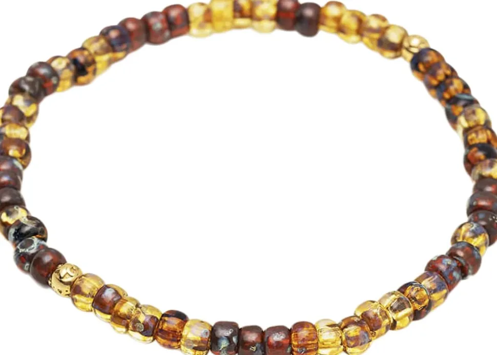 Wristband with Amber Japanese Miyuki Beads